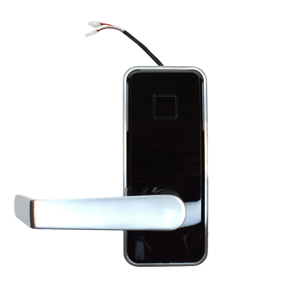 Dormakaba ML002ELCBPLTCB52L Saffire Electronic LX-L Cylindrical RFID Privacy; Long Lever; Toggle; Bluetooth (BLE); Electronic (ELO); 2-3/4" Square Corner Backset; ASA Strike; Left Hand or Right Hand Reverse; Satin Chrome with Black Facia Finish Main image