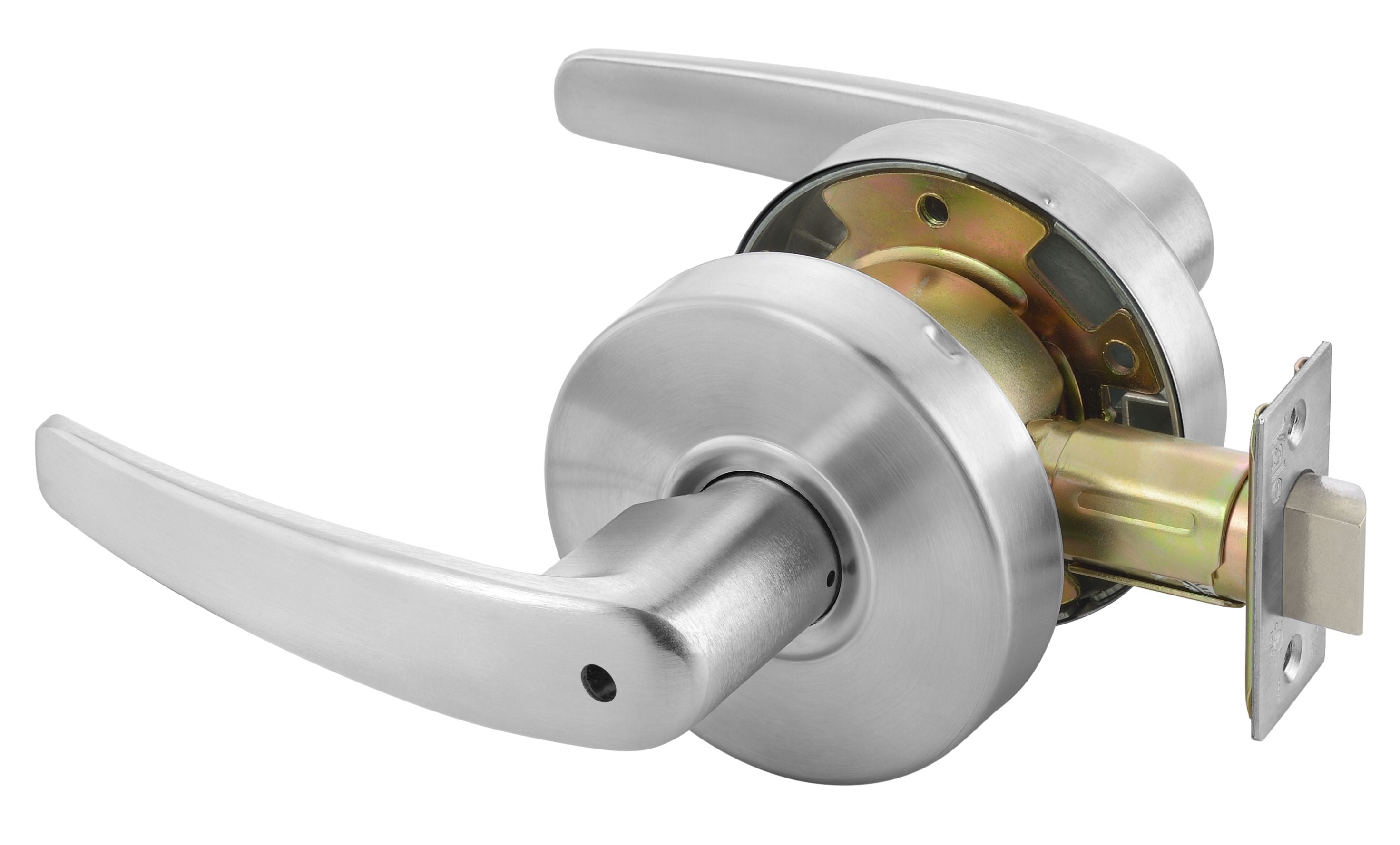 ASSA Abloy Accentra MO4602LN626 Privacy Monroe Lever Grade 2 Cylindrical Lock, MCP234 Latch, and 497-114 Strike US26D (626) Satin Chrome Finish Main image