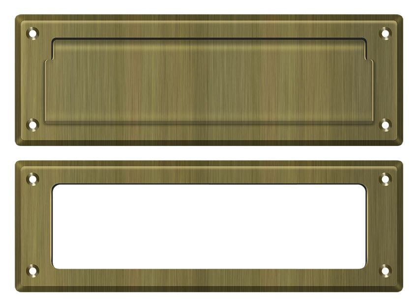 Deltana MS626U5 Mail Slot 8-7/8" with Interior Frame; Antique Brass Finish Main image
