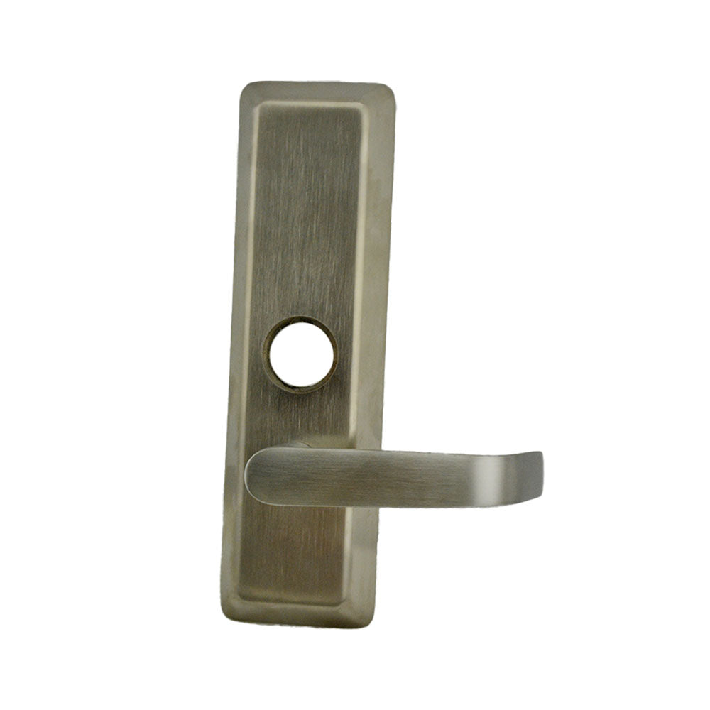 Corbin N957ET630RHRLC Right Hand Reverse Night Latch Newport Lever Escutcheon Exit Trim Less Cylinder Satin Stainless Steel Finish Main image