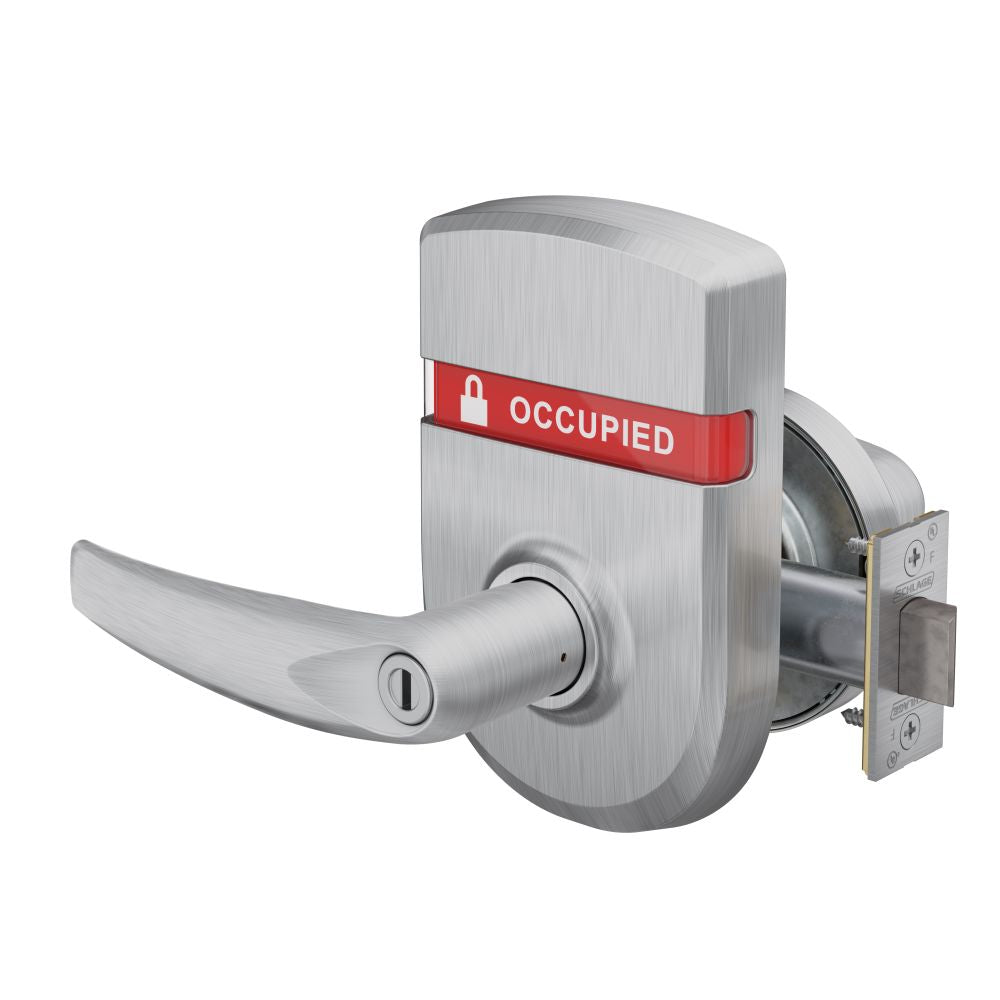 Schlage Commercial ND40ATH626OSOCC ND Series Privacy Athens with 13-248 Latch 10-025 Strike and Outside Occupied Vacant Indicator Satin Chrome Finish