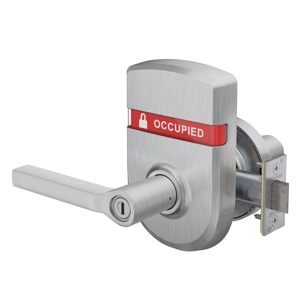 Schlage Commercial ND40LAT626OSOCC ND Series Privacy Latitude with 13-248 Latch 10-025 Strike and Outside Occupied Vacant Indicator Satin Chrome Finish