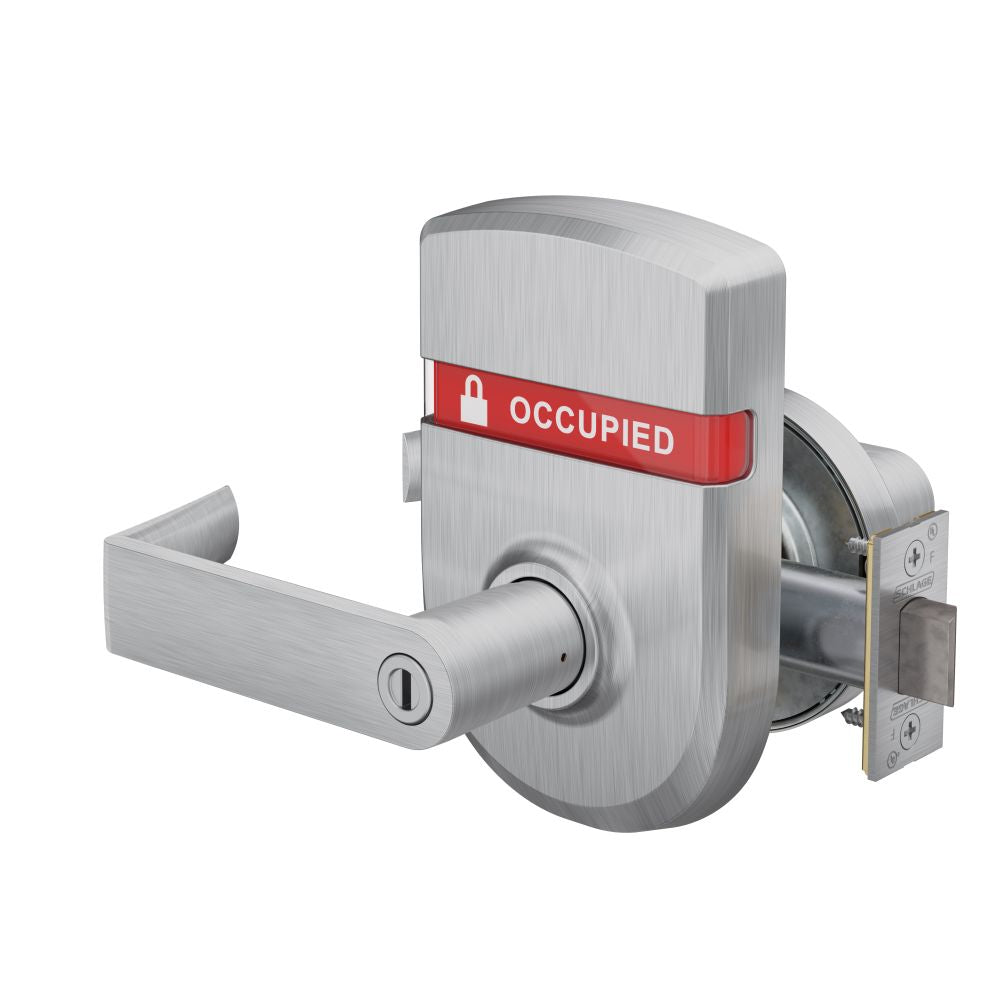 Schlage Commercial ND40RHO626OSOCC ND Series Privacy Rhodes with 13-248 Latch 10-025 Strike and Outside Occupied Vacant Indicator Satin Chrome Finish