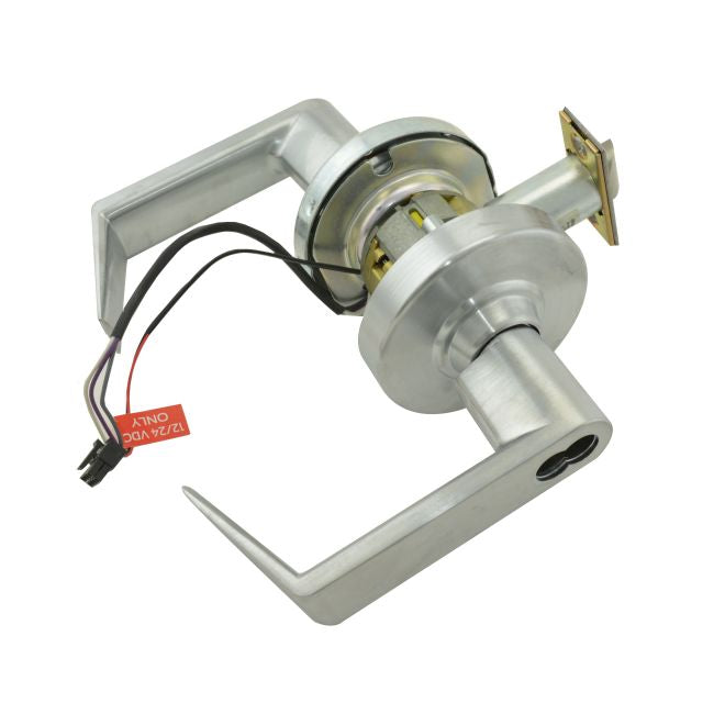Schlage Commercial ND80BELEURHO626RX ND Series Storeroom Electrically Locked or Unlocked with RX Switch Small Format Less Core Rhodes with 13-247 Latch 10-025 Strike Satin Chrome Finish Main image