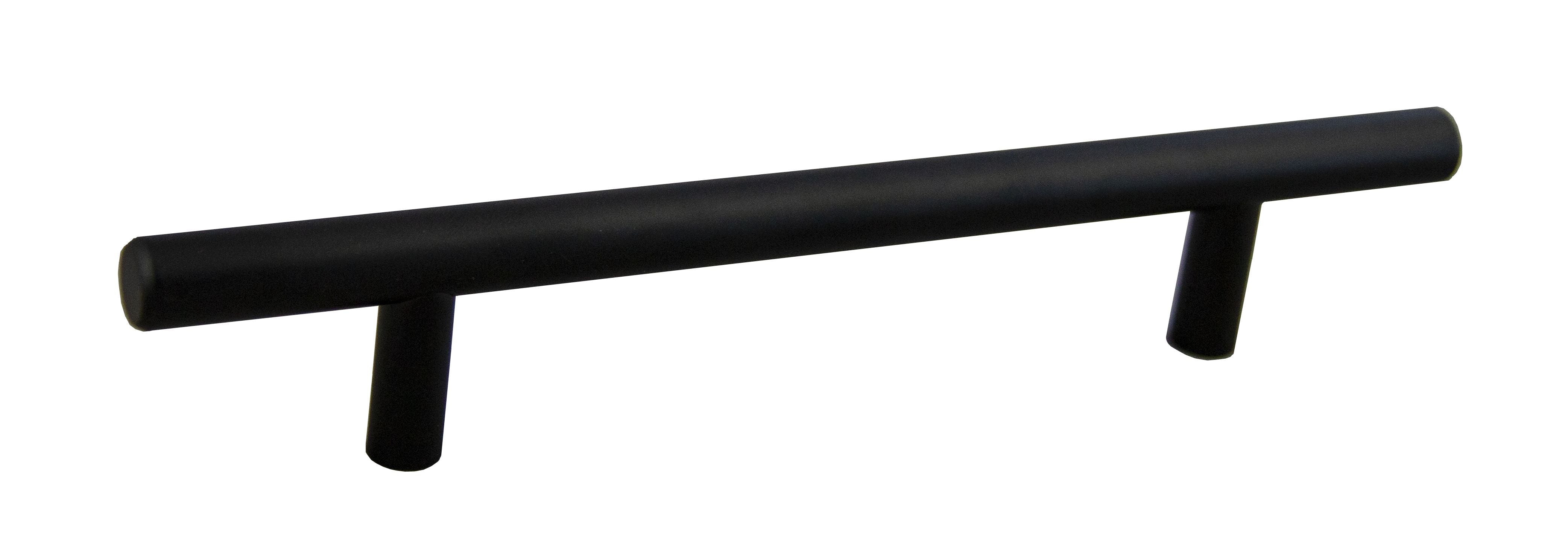 Pride Industrial P108BK 8" Bar Cabinet Pull with 5" Center to Center Matte Black Finish Main image