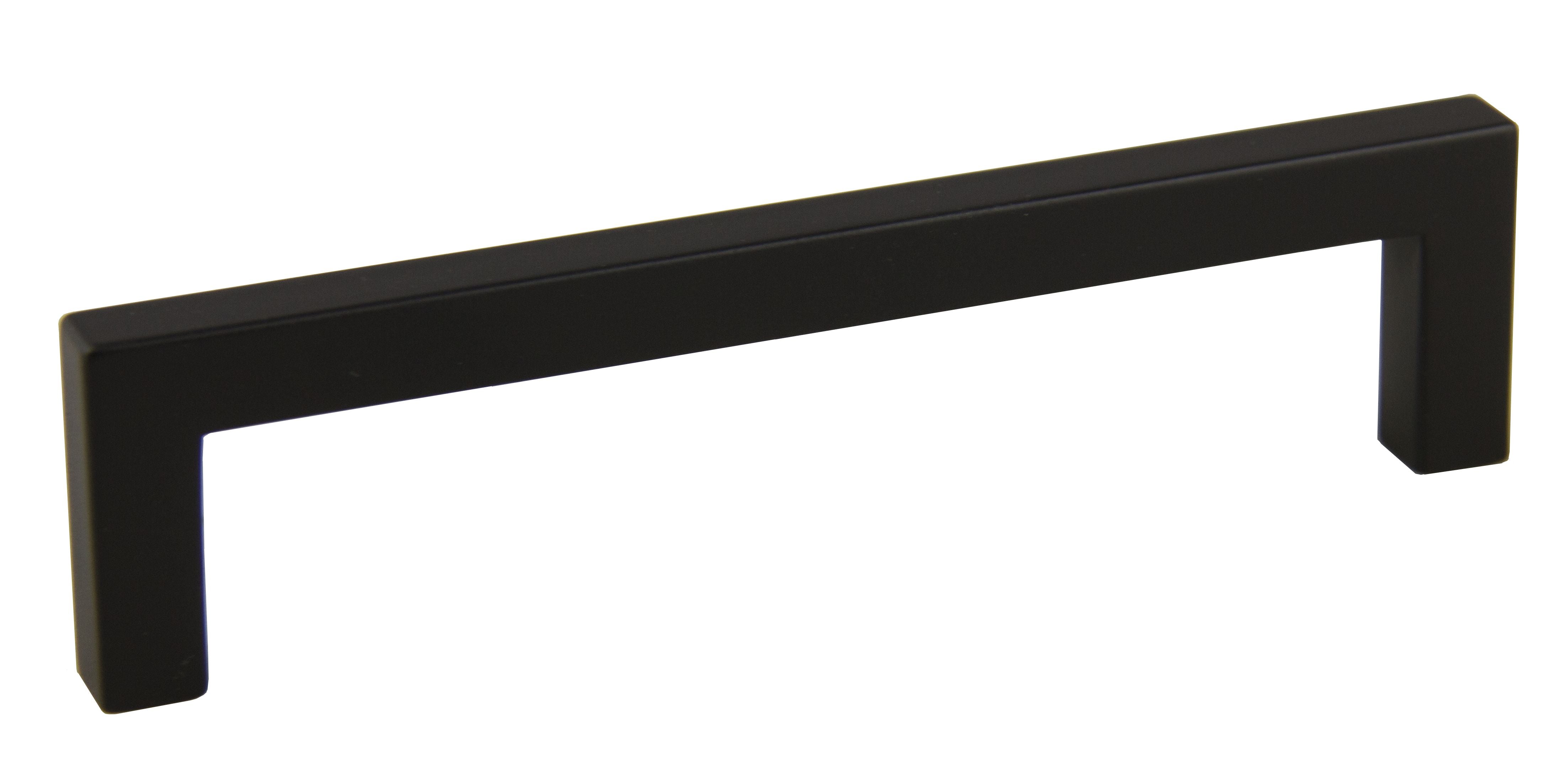 Pride Industrial P87227BK 5-1/2" Modern Square Cabinet Pull with 5" Center to Center Matte Black Finish Main image