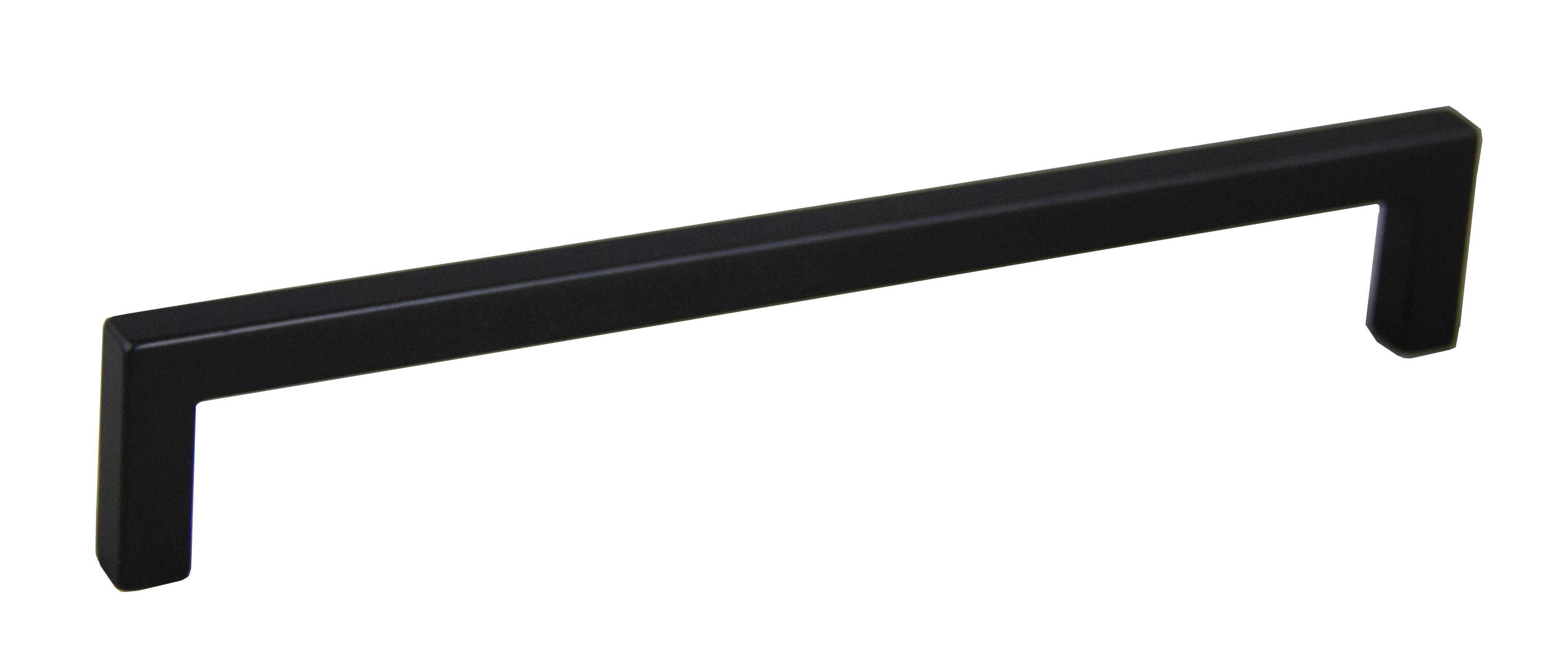 Pride Industrial P87229BK 8" Modern Square Cabinet Pull with 7-1/2" Center to Center Matte Black Finish Main image