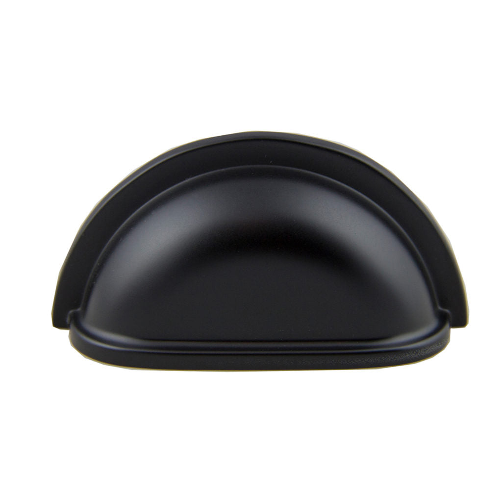 Pride Industrial P953BK 3-1/2" Cup Cabinet Pull with 3" Center to Center Matte Black Finish Main image