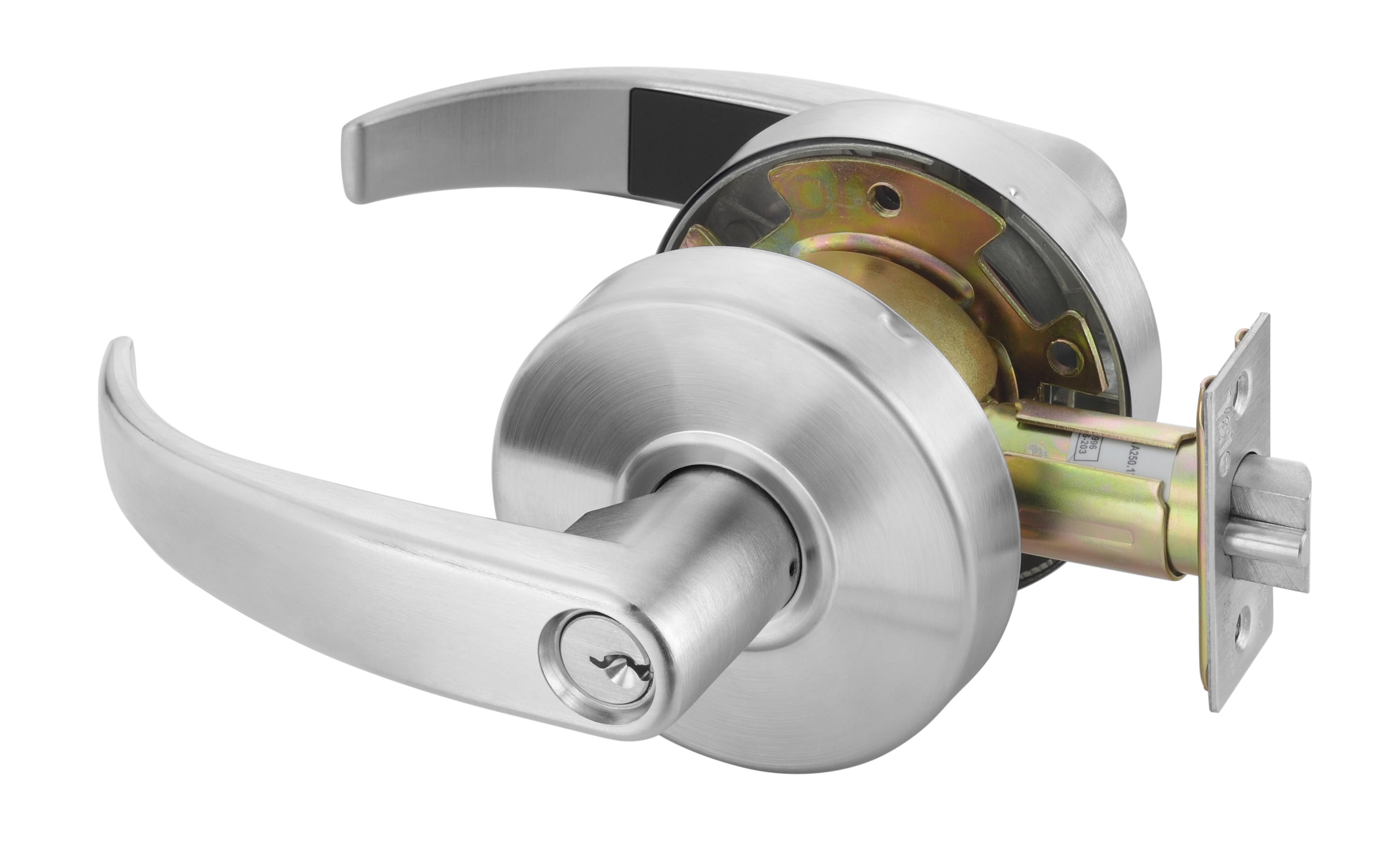 ASSA Abloy Accentra PB4607LN626SCHC Office Entry Pacific Beach Lever Grade 2 Cylindrical Lock with Schlage C Keyway, MCD234 Latch, and 497-114 Strike US26D (626) Satin Chrome Finish Main image