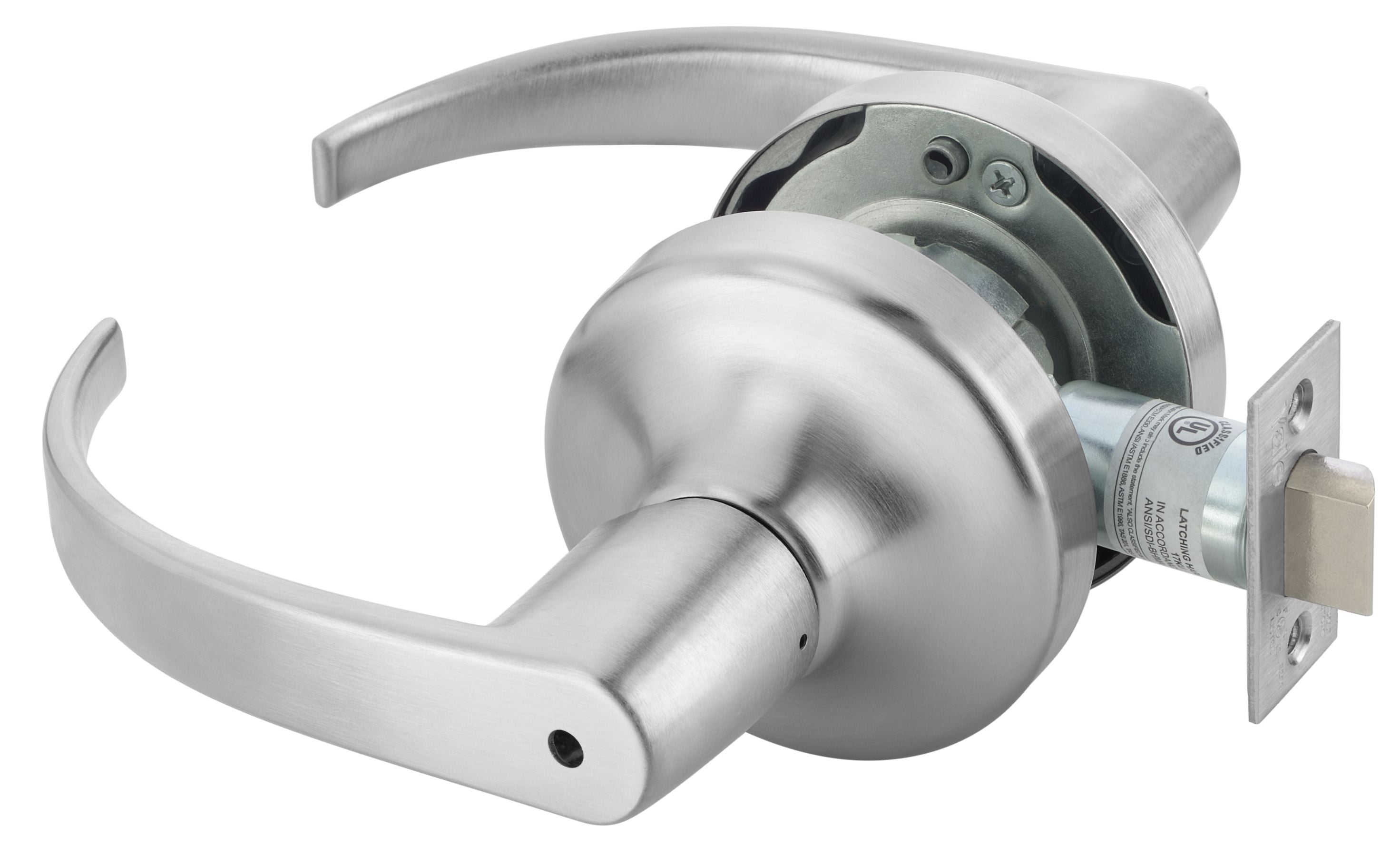 ASSA Abloy Accentra PB4702LN626 Privacy Pacific Beach Lever Grade 1 Cylindrical Lock, 693 Latch, and 497-114 Strike US26D (626) Satin Chrome Finish Main image