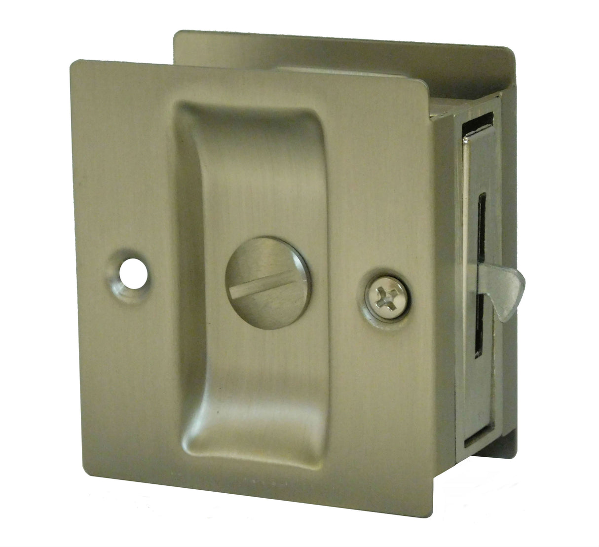 Don-Jo PDL101619 Square Privacy Pocket Door Lock Satin Nickel Finish