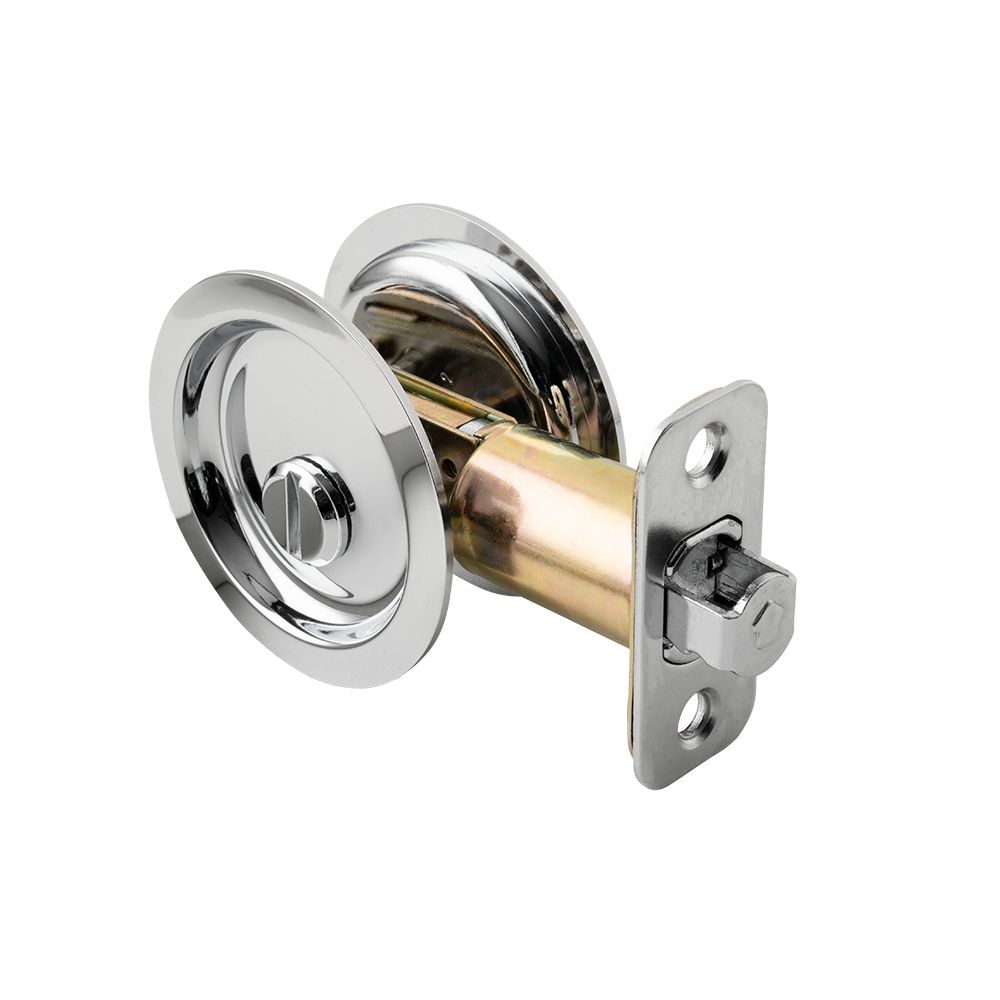 Pamex PF2210 Privacy Round Sliding Door Lock with 2-3/8" Backset Standard Bright Chrome Finish Main image