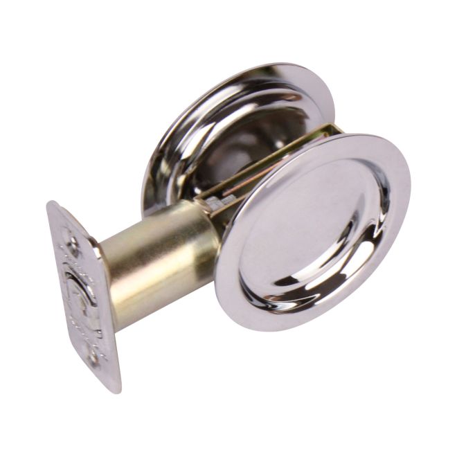 Pamex PF2230 Passage Round Sliding Door Lock with 2-3/8" Backset Standard Bright Chrome Finish Main image