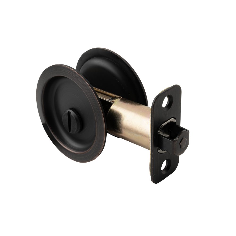 Pamex PF2D10 Privacy Round Sliding Door Lock with 2-3/8" Backset Standard Venetian Bronze Finish Main image