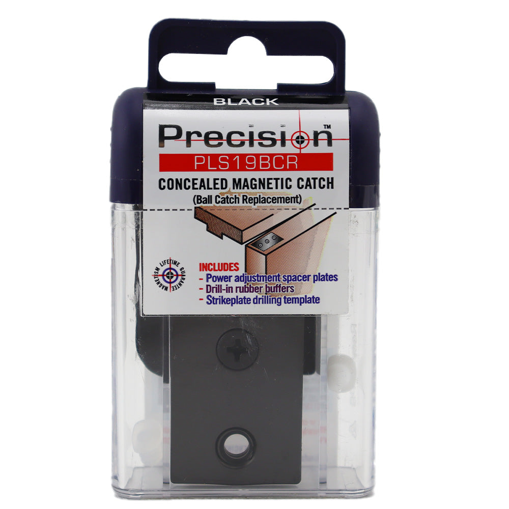 Precision Lock PLS19BCR-BLK Ball Catch Replacement Concealed Magnetic Catch Black Finish