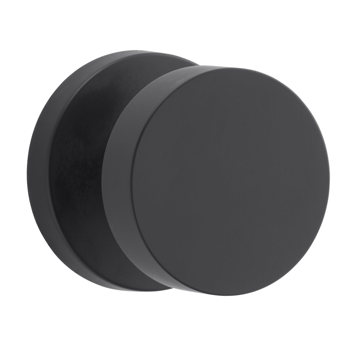 Baldwin Reserve PSCONCRR190 Passage Contemporary Knob with Contemporary Round Rose with 6AL Latch and Dual Strike Satin Black Finish
