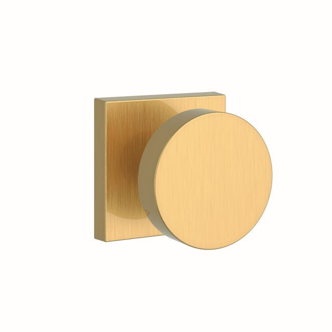 Baldwin Reserve PSCONCSR044 Passage Contemporary Knob with Contemporary Square Rose with 6AL Latch and Dual Strike Lifetime Satin Brass Finish
