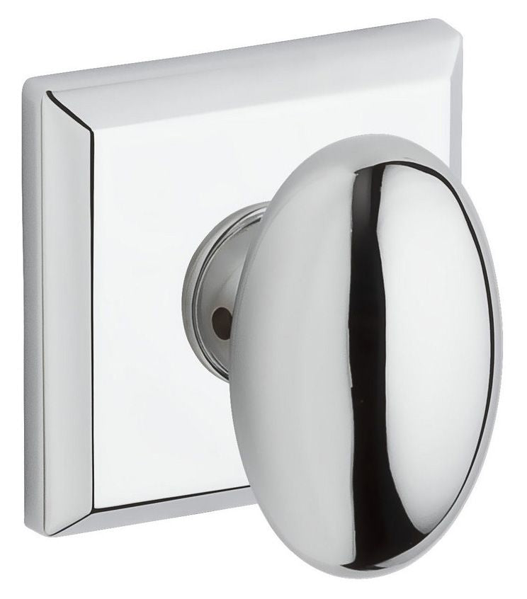 Baldwin Reserve PSELLTSR260 Passage Ellipse Knob and Traditional Square Rose with 6AL Latch and Dual Strike Bright Chrome Finish