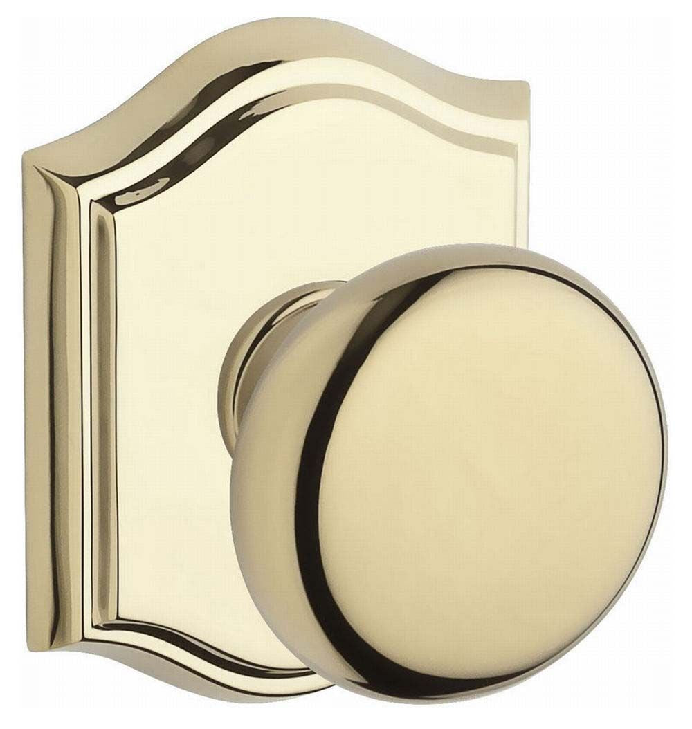 Baldwin Reserve PSROUTAR003 Passage Round Knob and Traditional Arch Rose with 6AL Latch and Dual Strike Lifetime Brass Finish