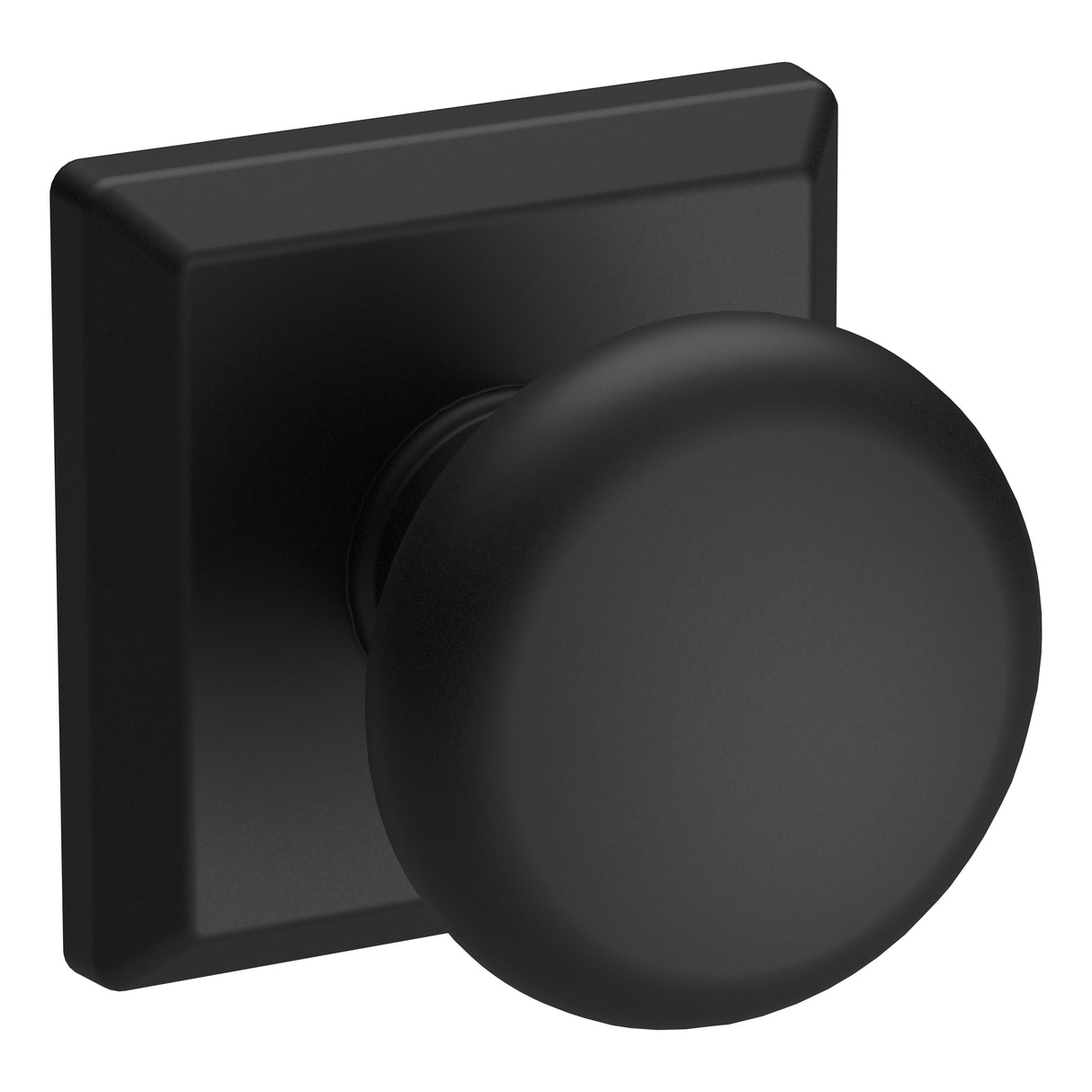 Baldwin Reserve PSROUTSR190 Passage Round Knob and Traditional Square Rose with 6AL Latch and Dual Strike Satin Black Finish