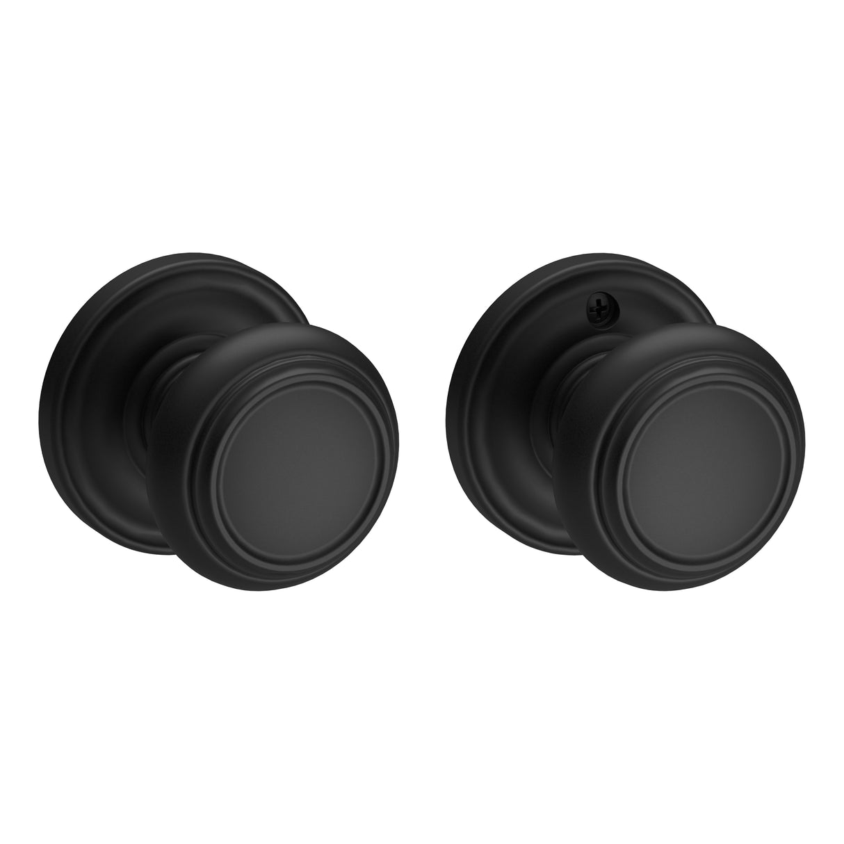 Baldwin Reserve PSTRATRR190 Passage Traditional Knob and Traditional Round Rose with 6AL Latch and Dual Strike Satin Black Finish