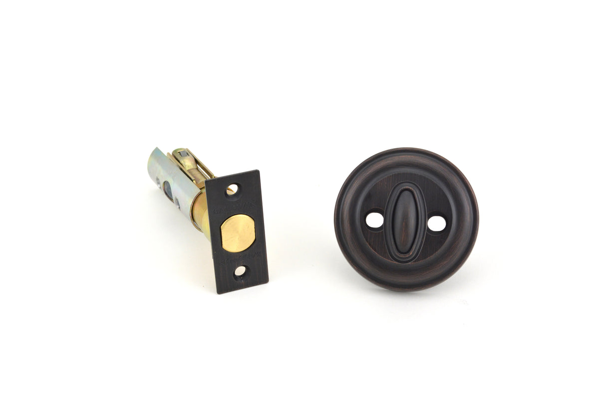 Baldwin Reserve PTTRD112 Patio Traditional Round Deadbolt with 6AL Latch and Dual Strike Venetian Bronze Finish