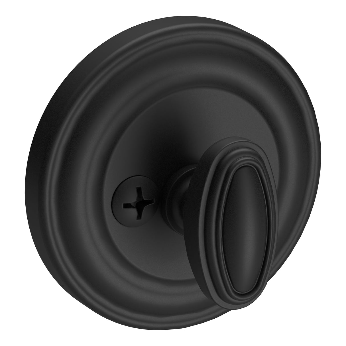 Baldwin Reserve PTTRD190 Patio Traditional Round Deadbolt with 6AL Latch and Dual Strike Satin Black Finish