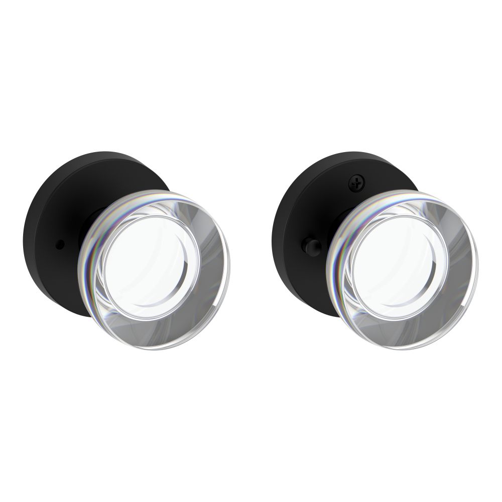 Baldwin Reserve PVCCYCRR190 Privacy Contemporary Crystal Knob and Contemporary Round Rose with 6AL Latch and Dual Strike Satin Black Finish