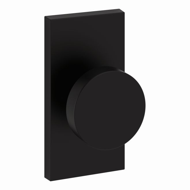 Baldwin Reserve PVCONCFR190 Privacy Contemporary Knob and Contemporary 5" Rose with 6AL Latch and Dual Strike Satin Black Finish