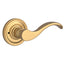 Baldwin Reserve PVCURTRR044 Privacy Curve Lever and Traditional Round Rose with 6AL Latch and Dual Strike Lifetime Satin Brass Finish