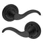 Baldwin Reserve PVCURTRR190 Privacy Curve Lever and Traditional Round Rose with 6AL Latch and Dual Strike Satin Black Finish