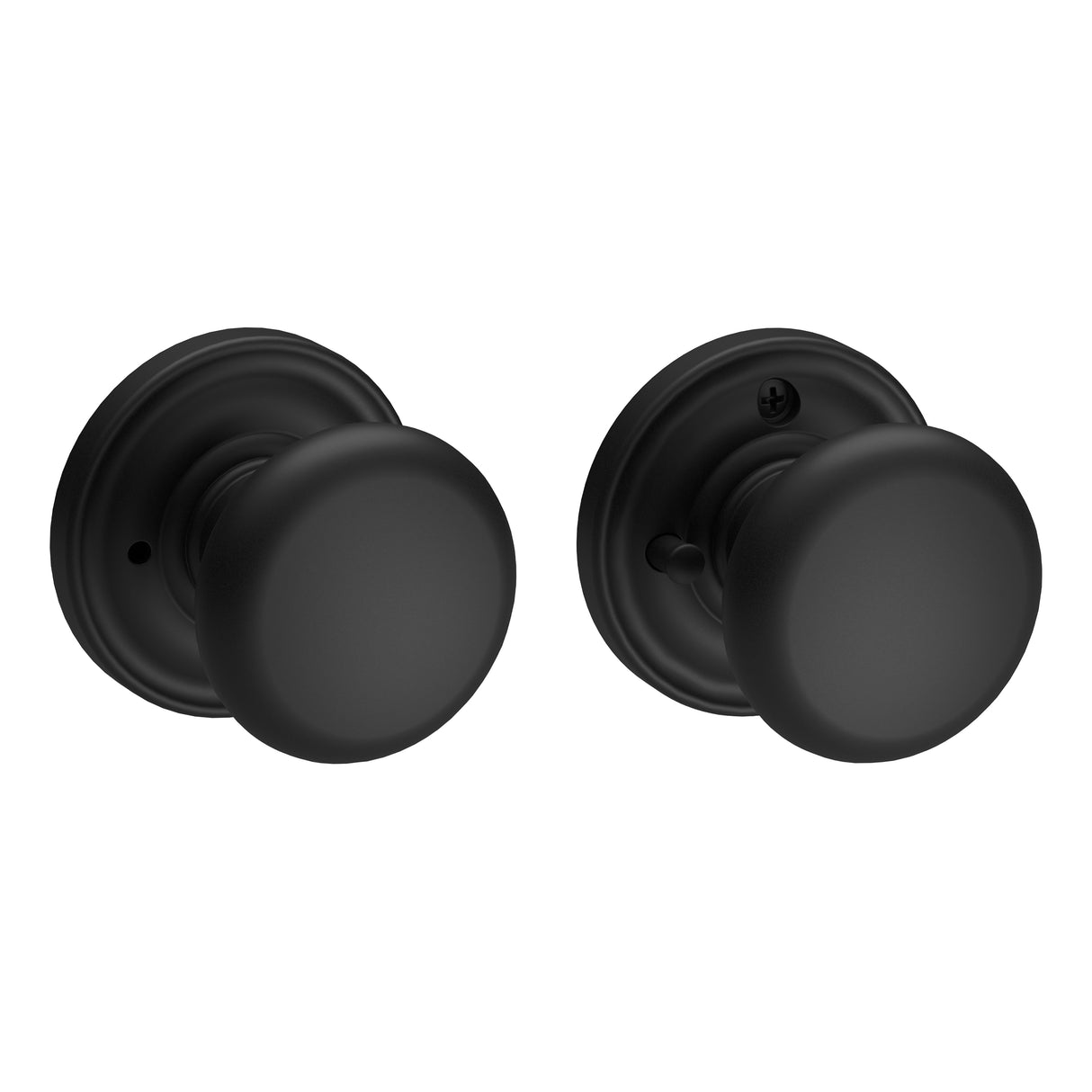Baldwin Reserve PVROUTRR190 Privacy Round Knob and Traditional Round Rose with 6AL Latch and Dual Strike Satin Black Finish