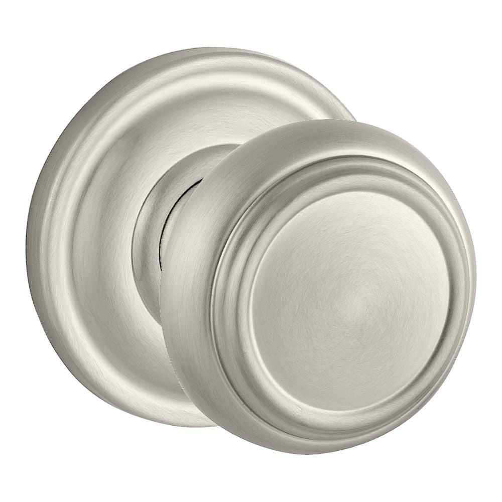 Baldwin Reserve PVTRATRR150 Privacy Traditional Knob and Traditional Round Rose with 6AL Latch and Dual Strike Satin Nickel Finish