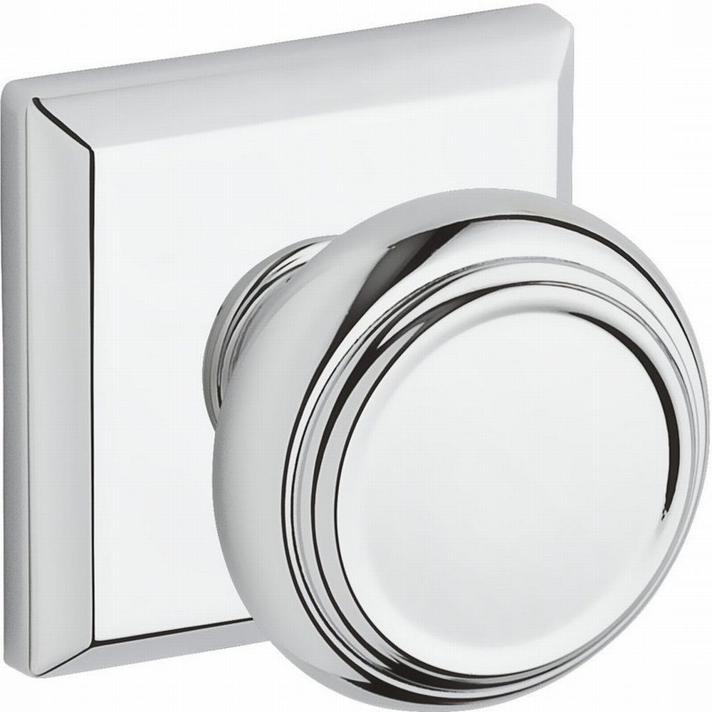 Baldwin Reserve PVTRATSR260 Privacy Traditional Knob and Traditional Square Rose with 6AL Latch and Dual Strike Bright Chrome Finish