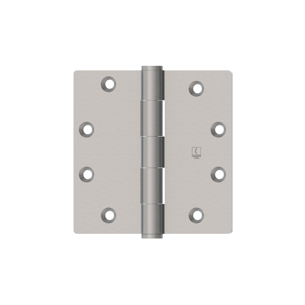 Hager RC127941514 4" x 4" 1/4" Radius Full Mortise Standard Weight Plain Bearing Hinge Satin Nickel Finish