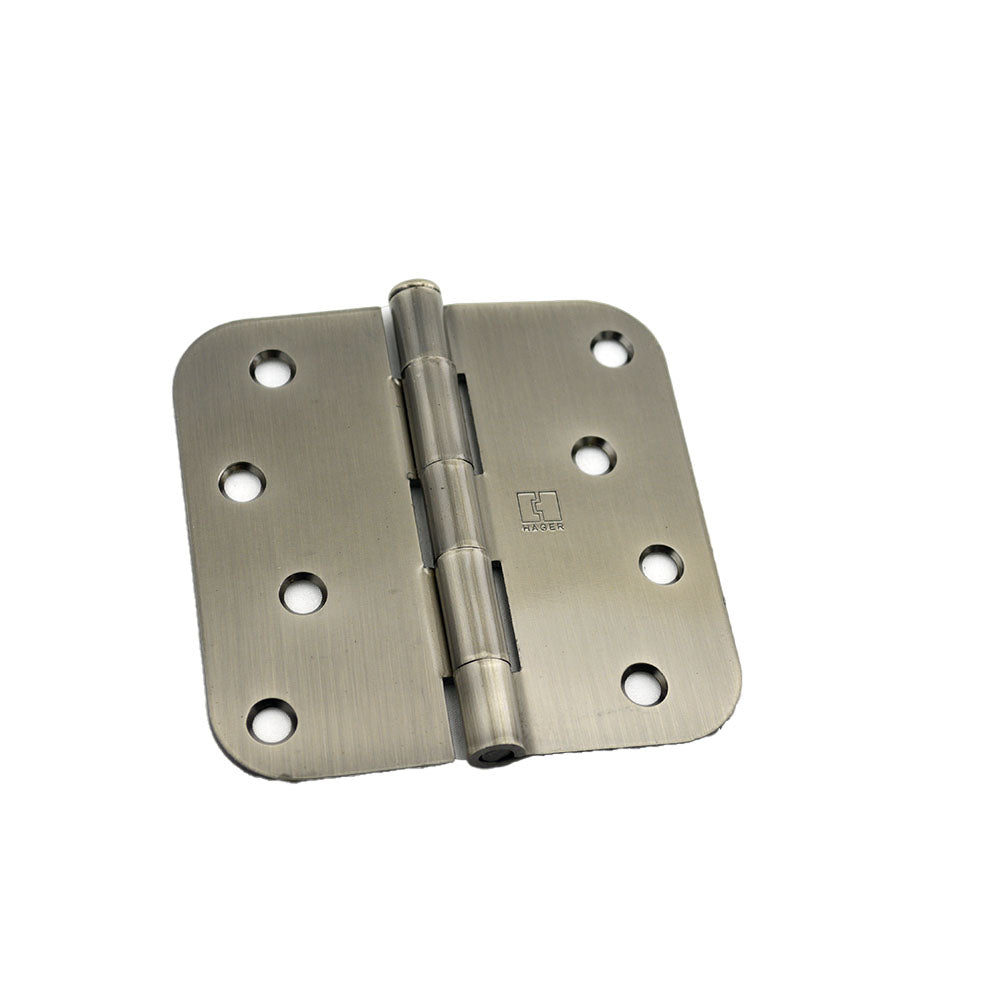 Hager RC18424ANEA58 4" x 4" 5/8” Radius Full Mortise Residential Plain Bearing Hinge Antique Nickel Finish