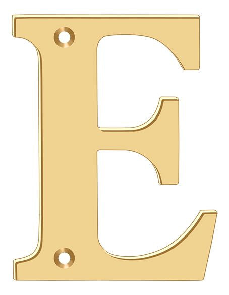 Deltana RL4E-CR003 4" Residential Letter E; Lifetime Brass Finish Main image