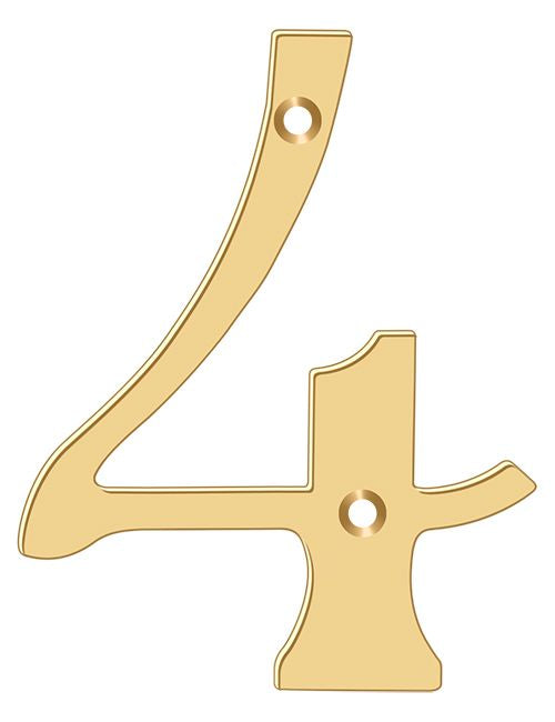 Deltana RN4-4 4" Numbers; Solid Brass; Lifetime Brass Finish Main image