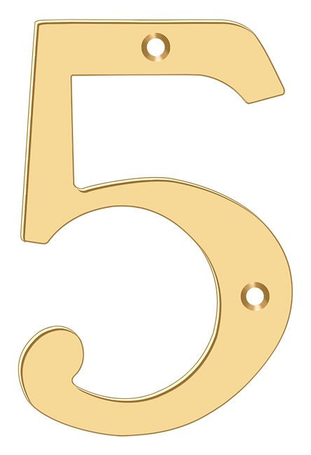 Deltana RN4-5 4" Numbers; Solid Brass; Lifetime Brass Finish Main image