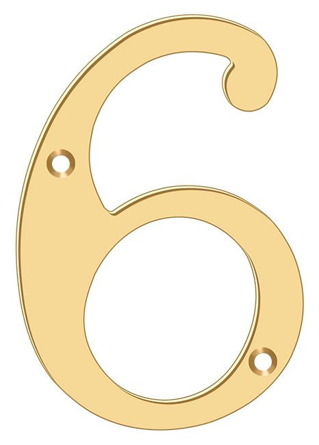 Deltana RN4-6 4" Numbers; Solid Brass; Lifetime Brass Finish Main image