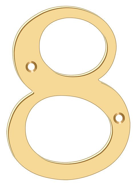 Deltana RN4-8 4" Numbers; Solid Brass; Lifetime Brass Finish Main image