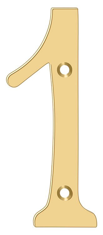 Deltana RN6-1 6" Numbers; Solid Brass; Lifetime Brass Finish Main image