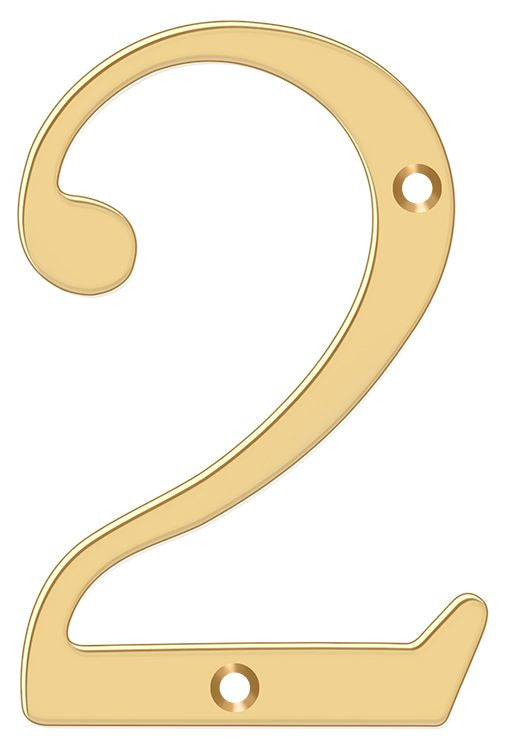 Deltana RN6-2 6" Numbers; Solid Brass; Lifetime Brass Finish Main image
