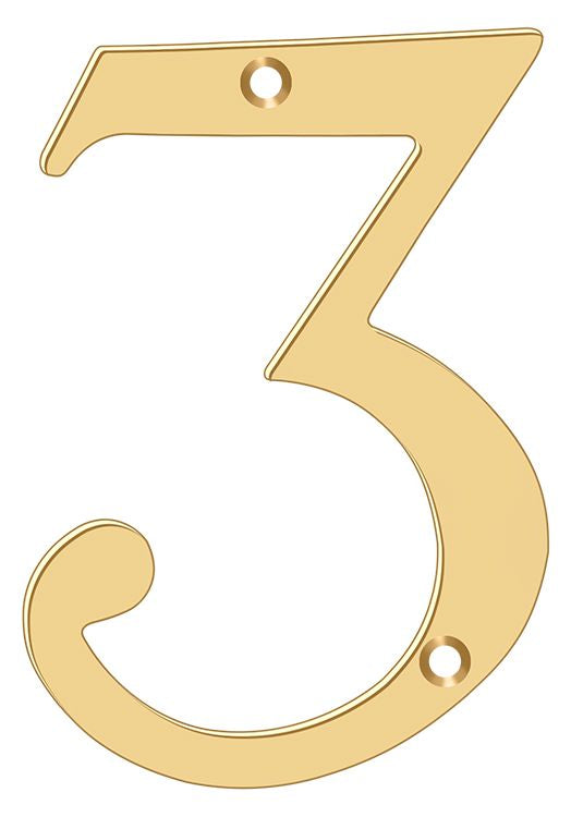 Deltana RN6-3 6" Numbers; Solid Brass; Lifetime Brass Finish Main image