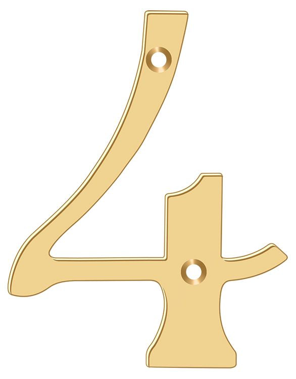 Deltana RN6-4 6" Numbers; Solid Brass; Lifetime Brass Finish Main image