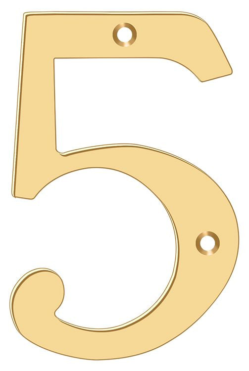Deltana RN6-5 6" Numbers; Solid Brass; Lifetime Brass Finish