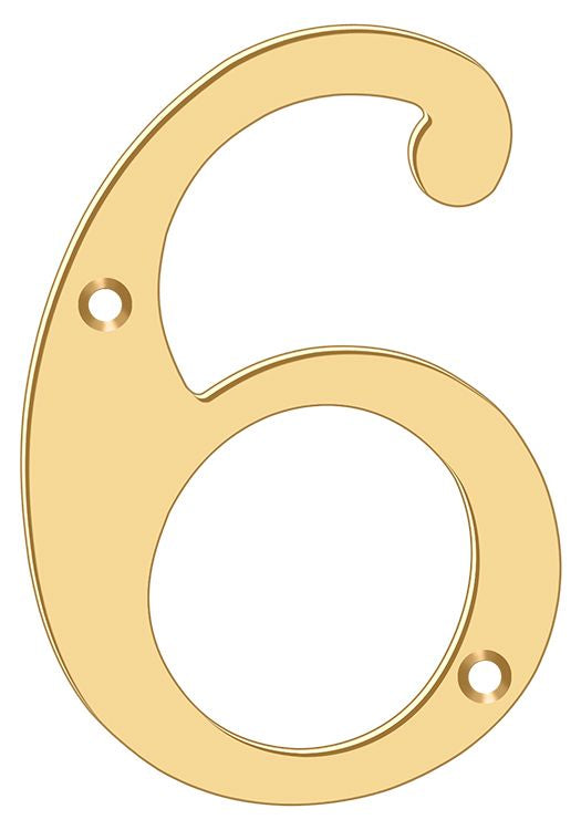 Deltana RN6-6 6" Numbers; Solid Brass; Lifetime Brass Finish Main image