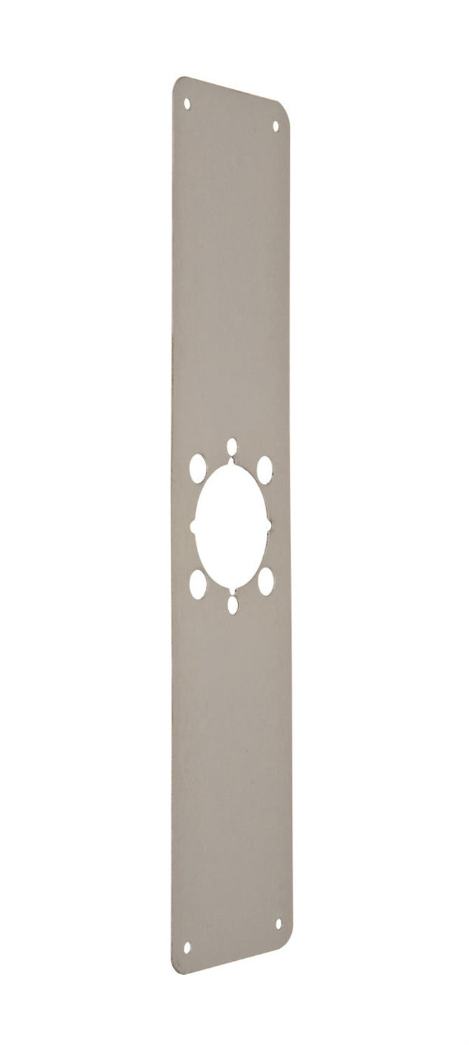 Don-Jo RP135152630 3-1/2" x 15" Remodeler Plate with Cross Bolt Holes Satin Stainless Steel Finish