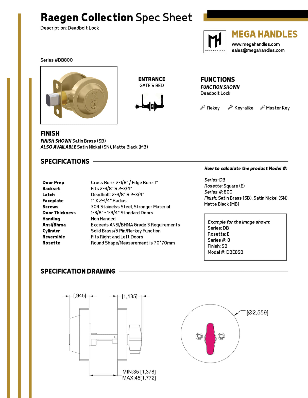 MEGA HANDLES Raegen/Ronn Deadbolt