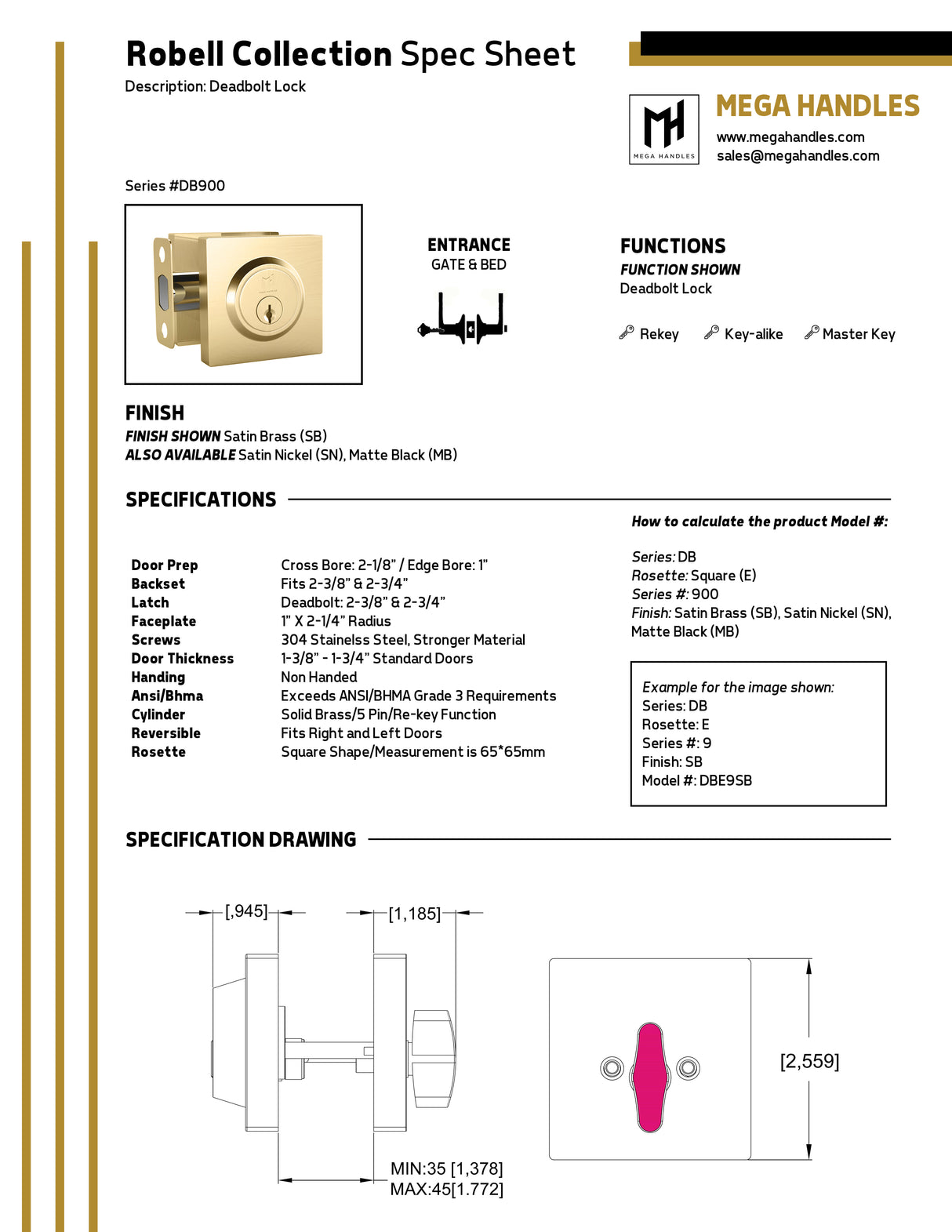 MEGA HANDLES Robell Deadbolt